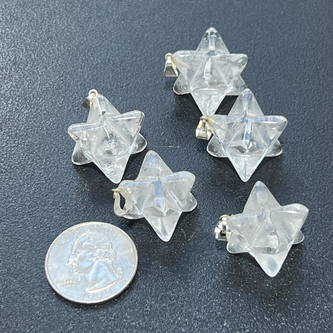 Quartz Crystal Merkaba Pendant (Silver Bail)