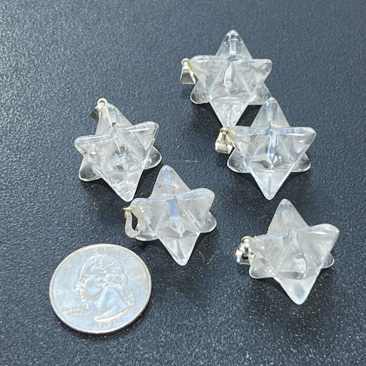 Quartz Crystal Merkaba Pendant (Silver Bail)