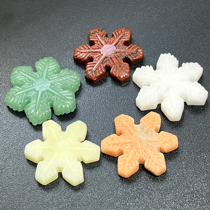 Assorted Snowflake Gemstone Crystal Carvings