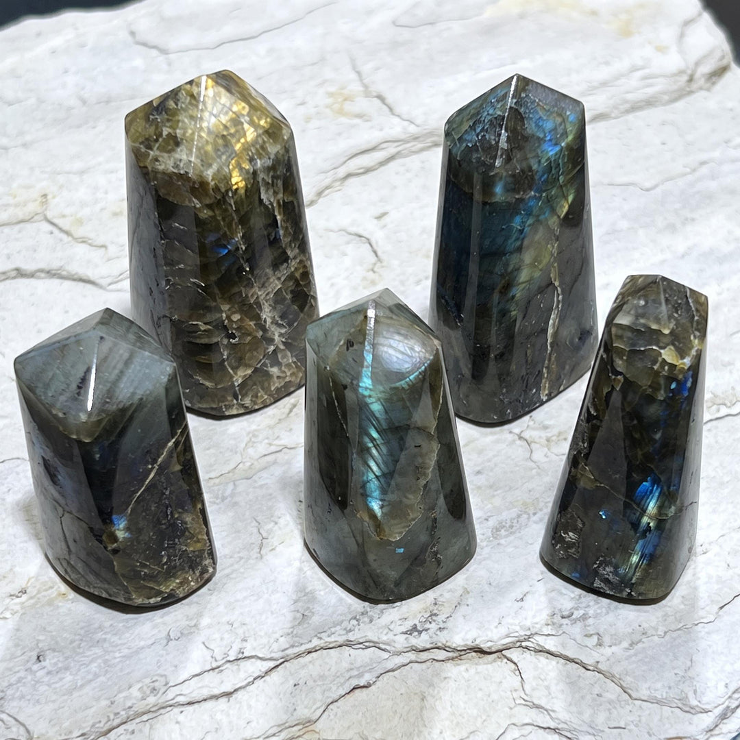 Labradorite Crystal Point Tower Polished Carving