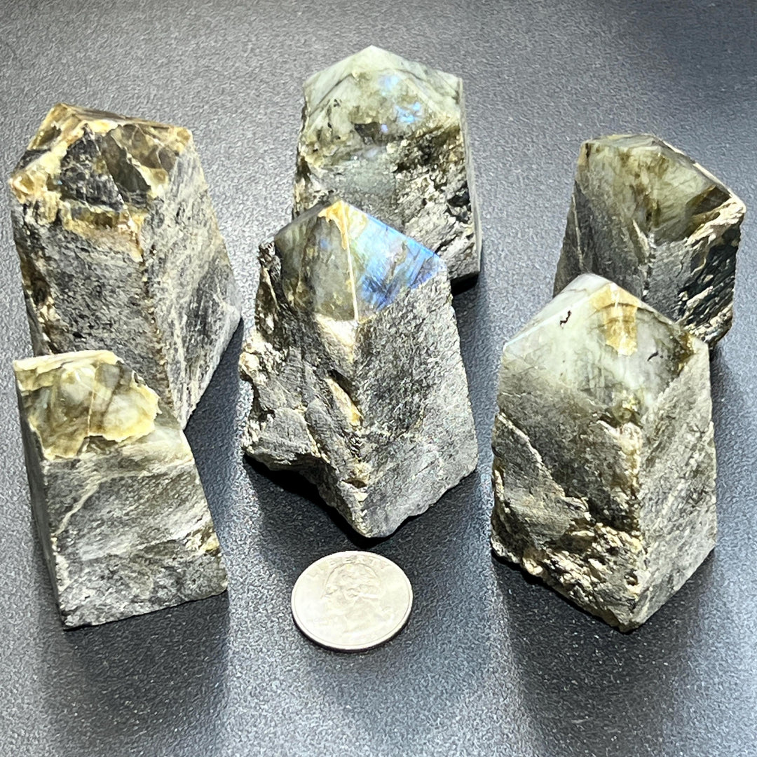 Labradorite Crystal Tower Point Carving (Top Polished)