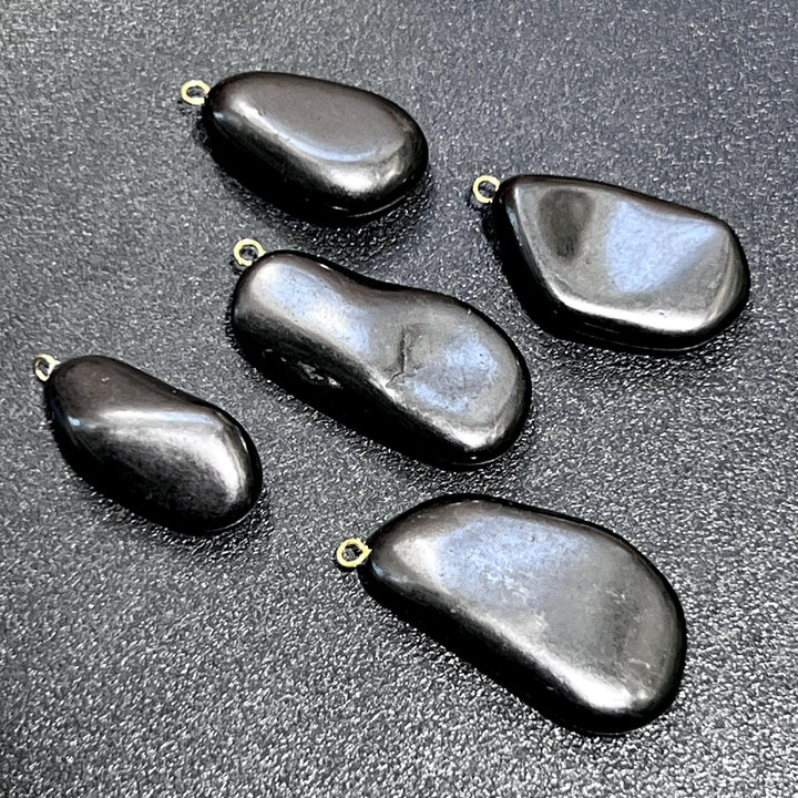 Black Shungite Freeform Pendant Beads