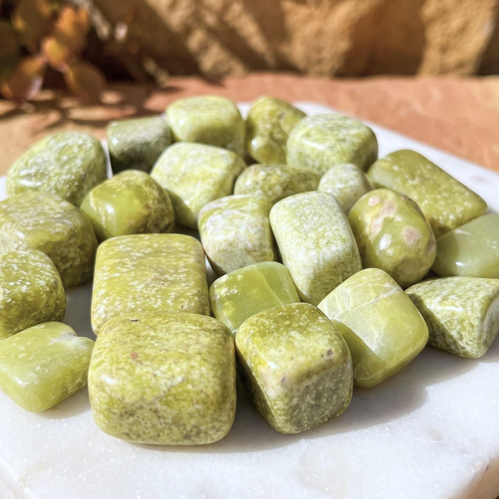 Green Serpentine Tumbled Stones (By The Piece or Pound)