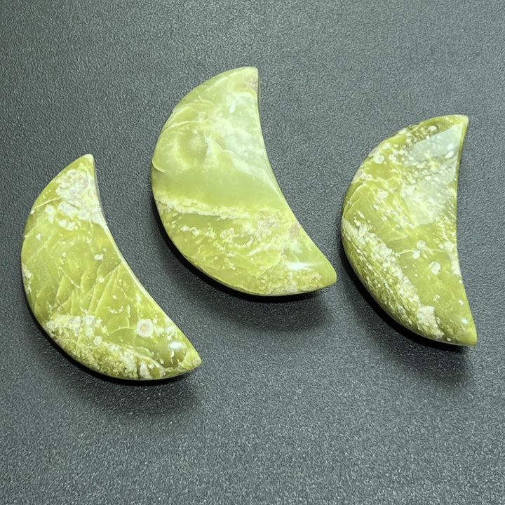 Green Serpentine Crescent Moon Carving