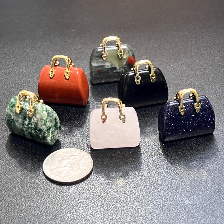 Assorted Purse Handbag Miniature Gemstone Crystal Carving