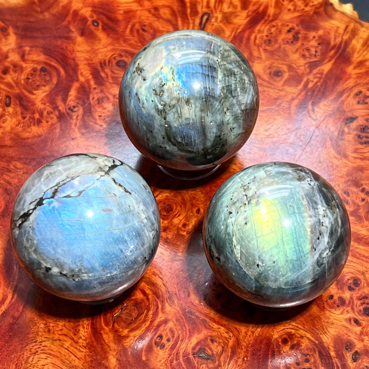 Flashy Labradorite Sphere Carving (50-60mm)
