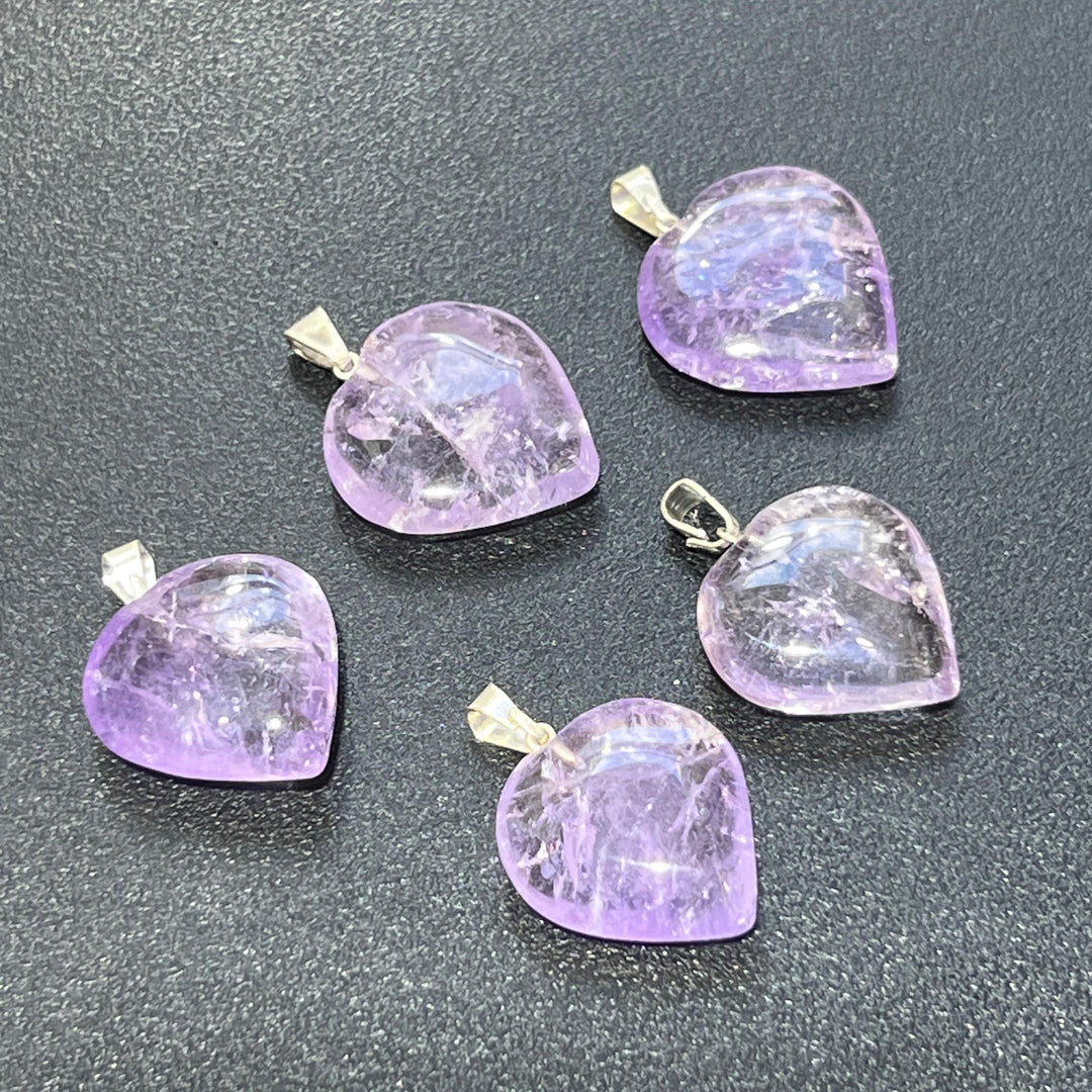 Amethyst Heart / Spade Shaped Pendant (Silver Bail)