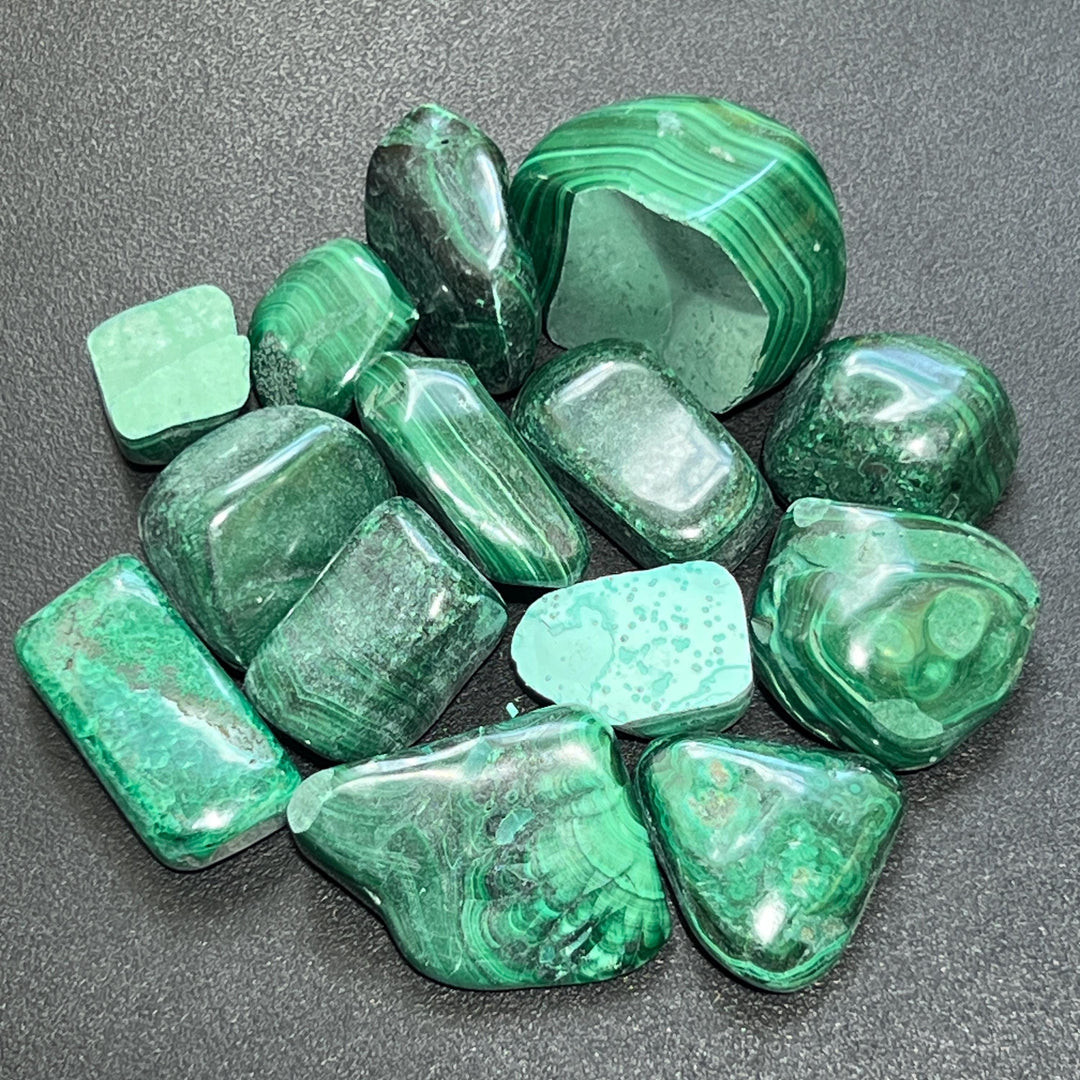 Tumbled Chipped Cracked Green Malachite Stones (Discounted)