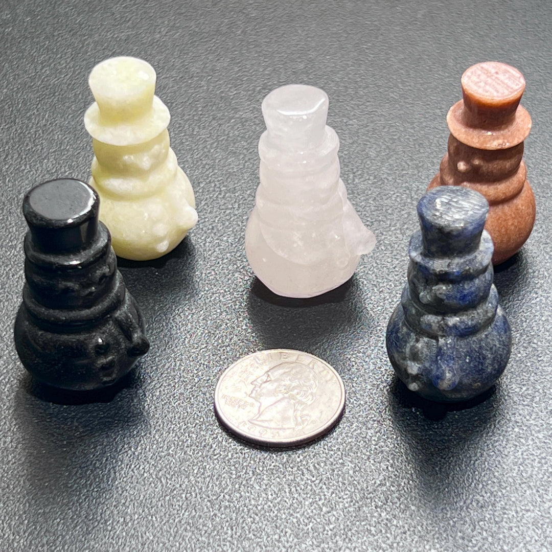 Mixed Snowman Gemstone Crystal Carvings