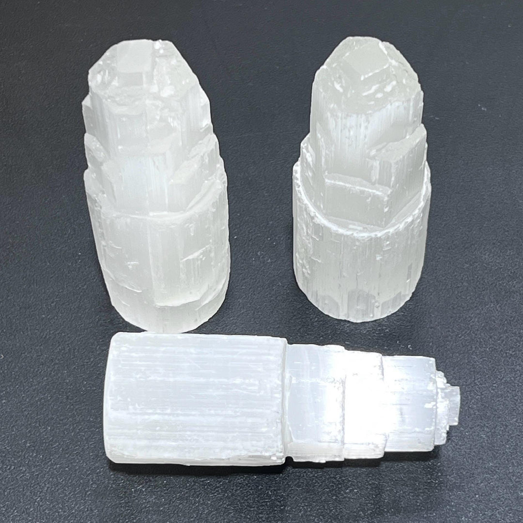 Selenite Satin Spar Crystal Standing Tower Carving (4 Inch)