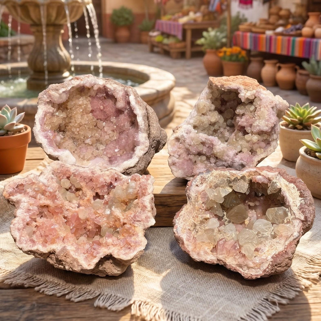 Pink Amethyst Clusters Large Druzy Rough Geodes