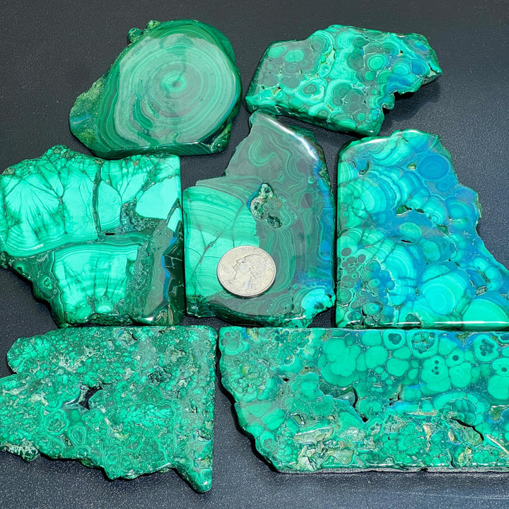 Large Green Malachite Polished Crystal Mineral Slices Slabs Freeform Carvings