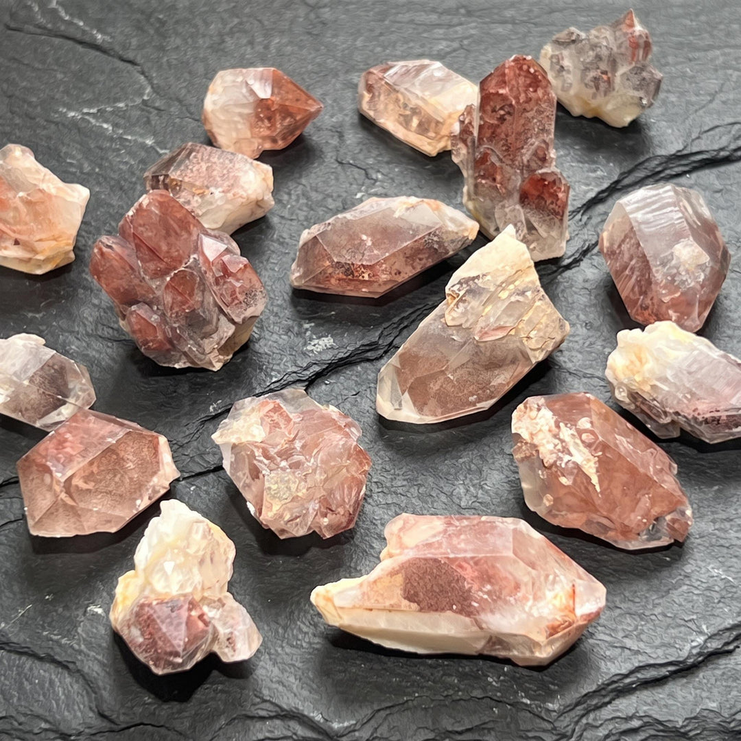 Red Hematoid Fire Quartz Crystal Rough Points And Clusters