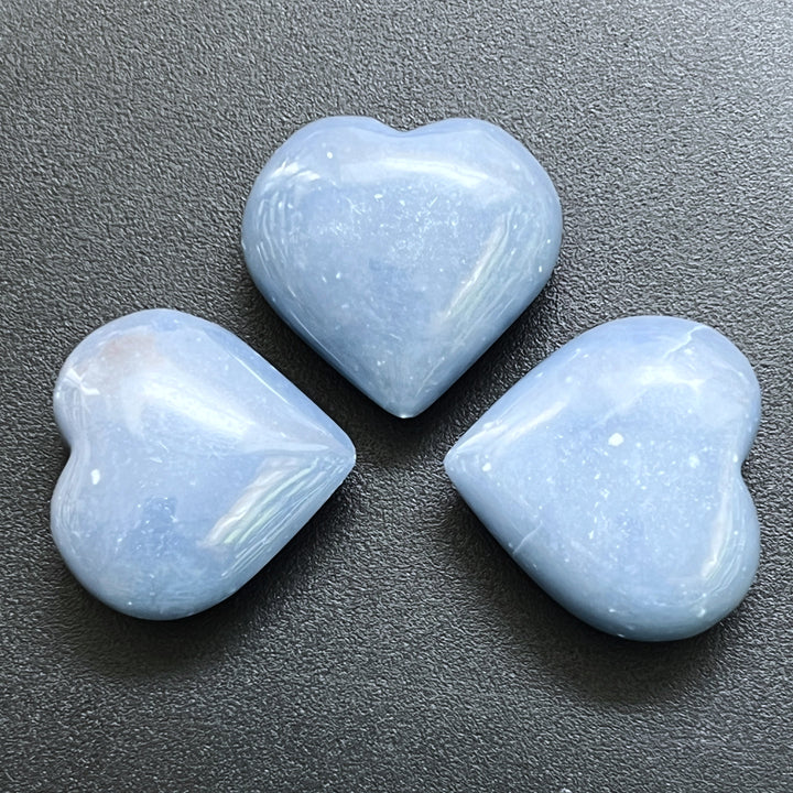 Angelite Heart Polished Natural Gemstones