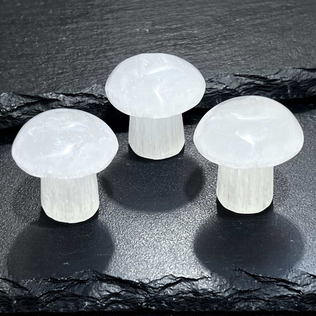 Selenite Satin Spar Mushroom Crystal Carving