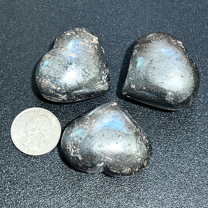 Hematite Puffy Heart Carving