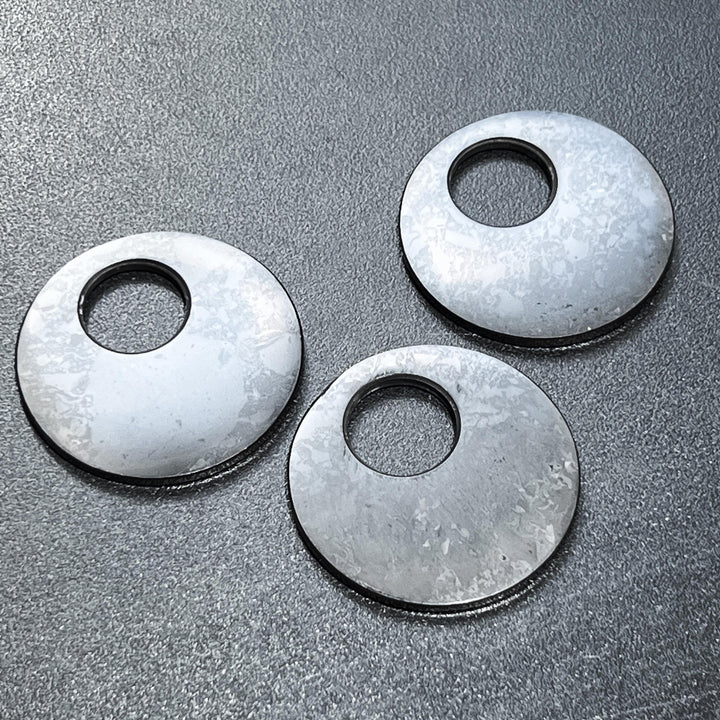 Large 2 Inch Black Shungite Offset Circle Disc Hoop Bead Pendant