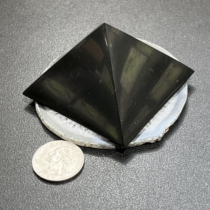 Black Shungite Pyramid Polished Type 2 Karelian Russian Mineralized Carbon Carving