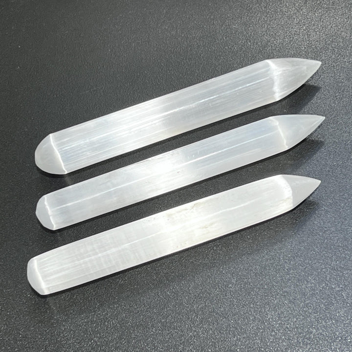 Selenite Satin Spar Crystal Wand Pencil Point Carving