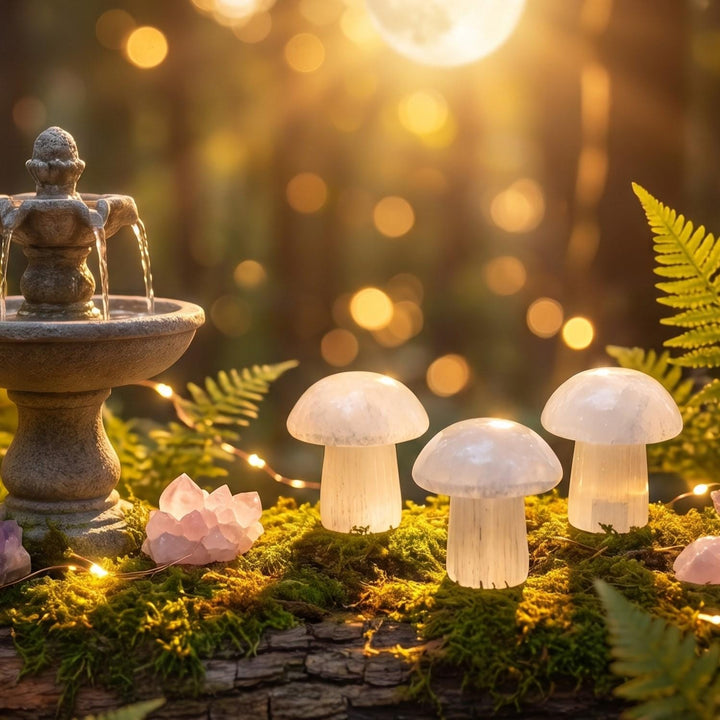 Selenite Satin Spar Mushroom Crystal Carving