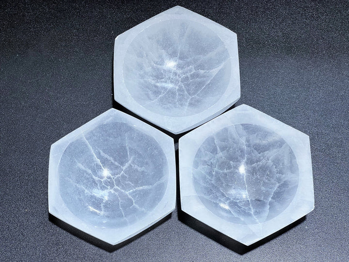 Selenite Crystal Bowl Large Dish Hexagon 6 Sided Healing Crystals And Stones