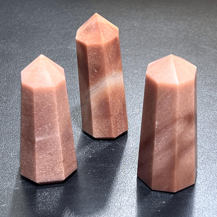 Red Quartz Crystal Point Tower Octagonal Obelisk Carving