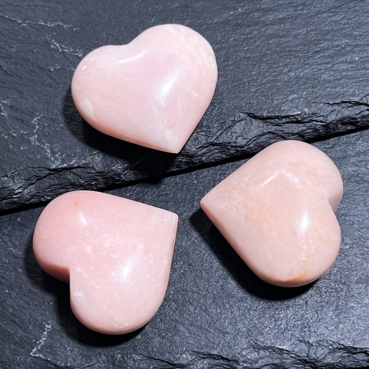Pink Opal Puffy Heart Polished Crystal Carving