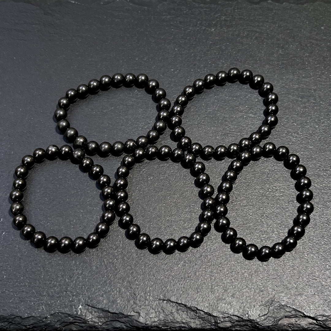 Black Shungite (Type-2) Karelian Bead Stretch Bracelet (8mm Beads)