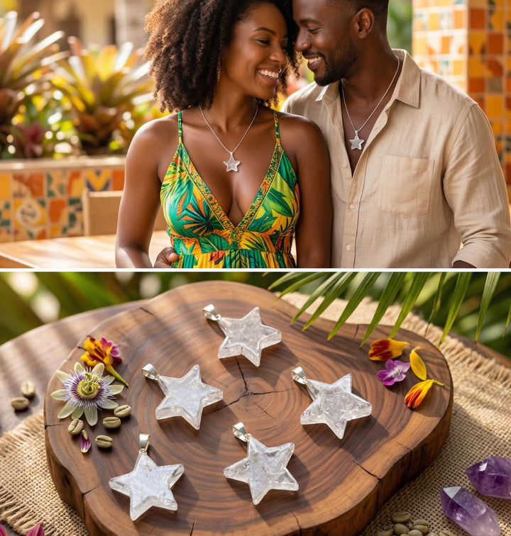 Clear Quartz Crystal Star Pendant (Silver Bail)