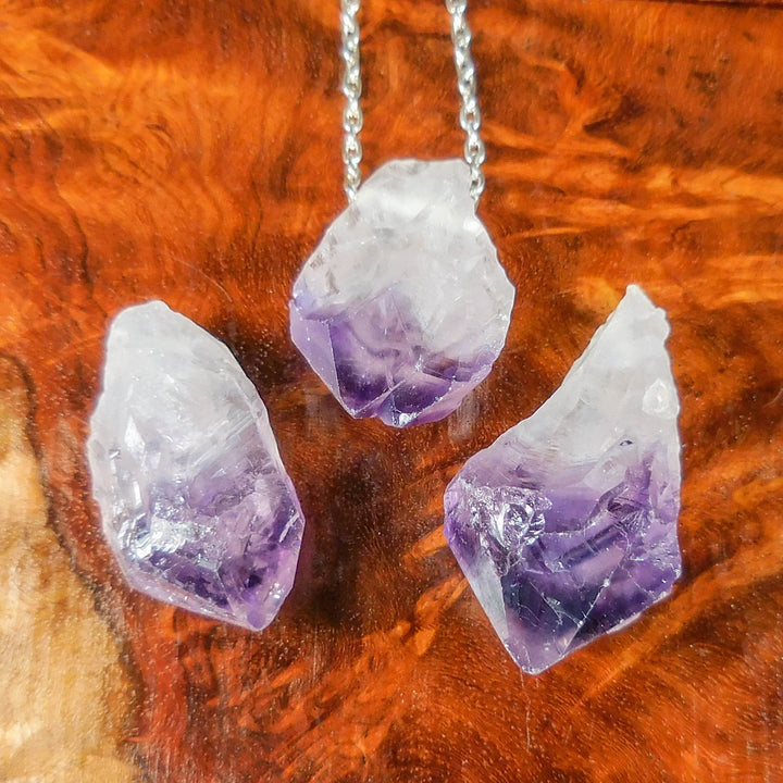 Drilled Raw Amethyst Crystal Point (3mm Hole) Rough Gemstone Jewelry Necklace Supply