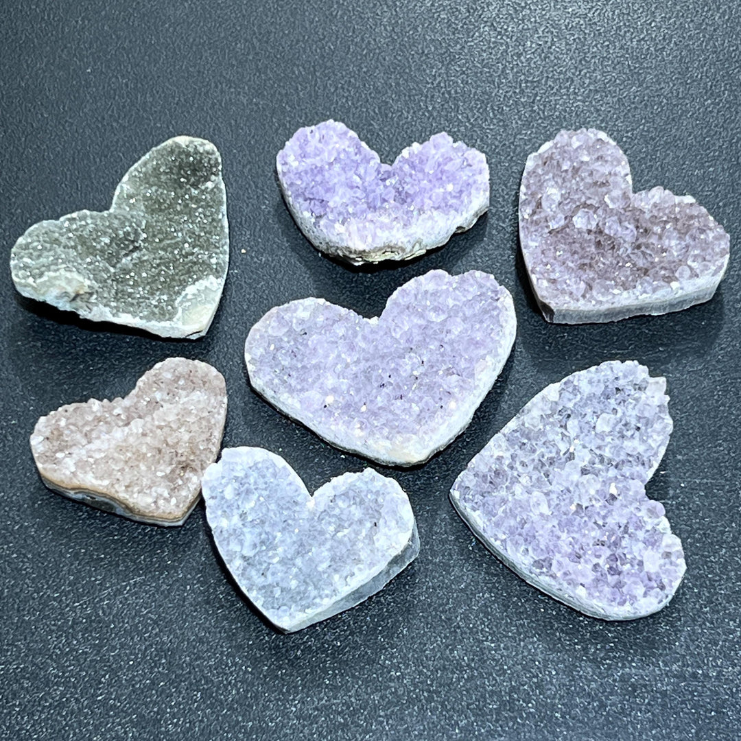 Assorted Amethyst Crystal Cluster Druzy Heart Carving