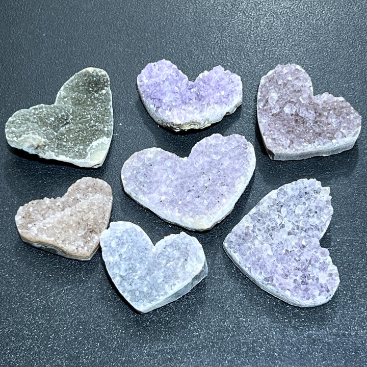 Assorted Amethyst Crystal Cluster Druzy Heart Carving