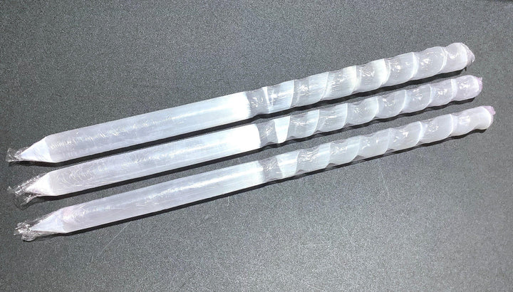 Selenite Crystal Wand Extra Long Large Spiral Point