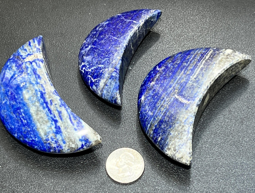 Lapis Lazuli Crescent Moon Carving (UV Reactive)