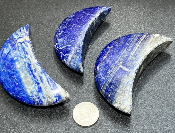 Lapis Lazuli Crescent Moon Carving (UV Reactive)