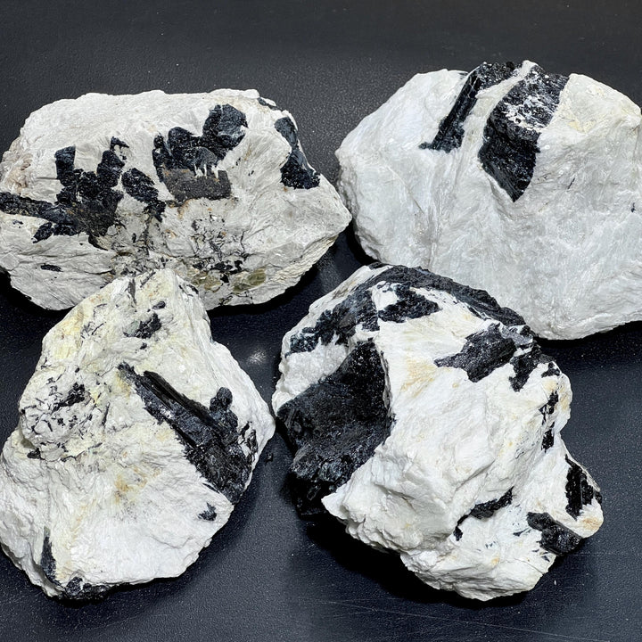 Large Black Tourmaline Crystal In White Matrix Rough Raw Stones Boulders (By The Piece Or Pound)