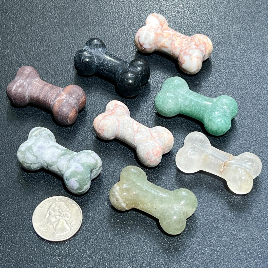 Assorted Mixed Dog Bone Gemstone Crystal Carving