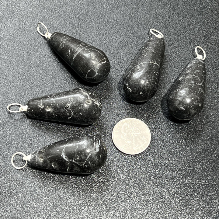 Black Tourmaline Pendulum Pendant (Silver Plated Bail)