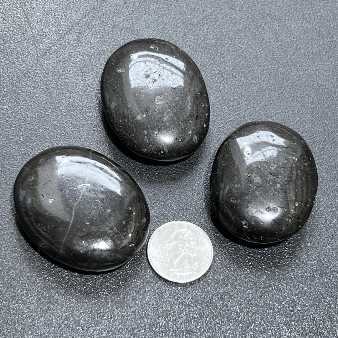 Black Tourmaline Crystal Palm Stone Carving