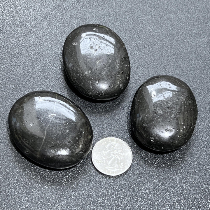 Black Tourmaline Crystal Palm Stone Carving