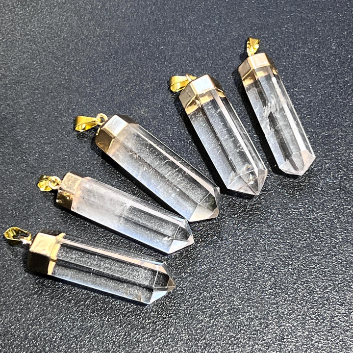 Quartz Crystal Point Pendant (Gold Electroplated)