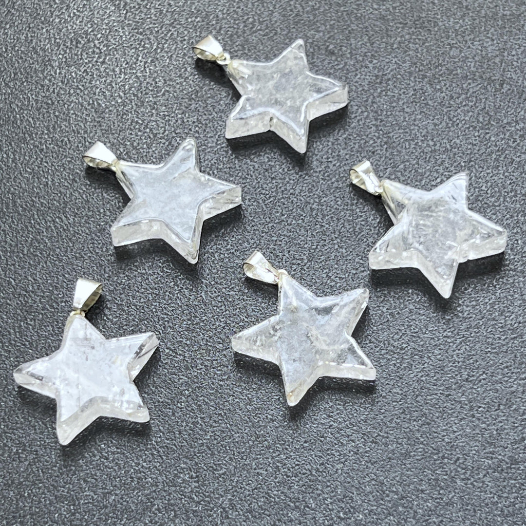 Clear Quartz Crystal Star Pendant (Silver Bail)
