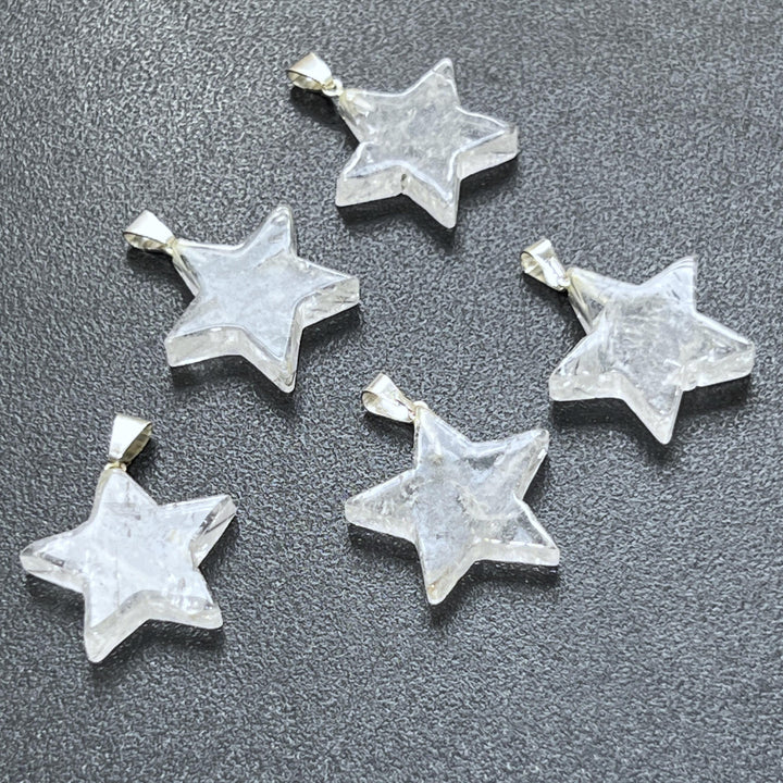 Clear Quartz Crystal Star Pendant (Silver Bail)