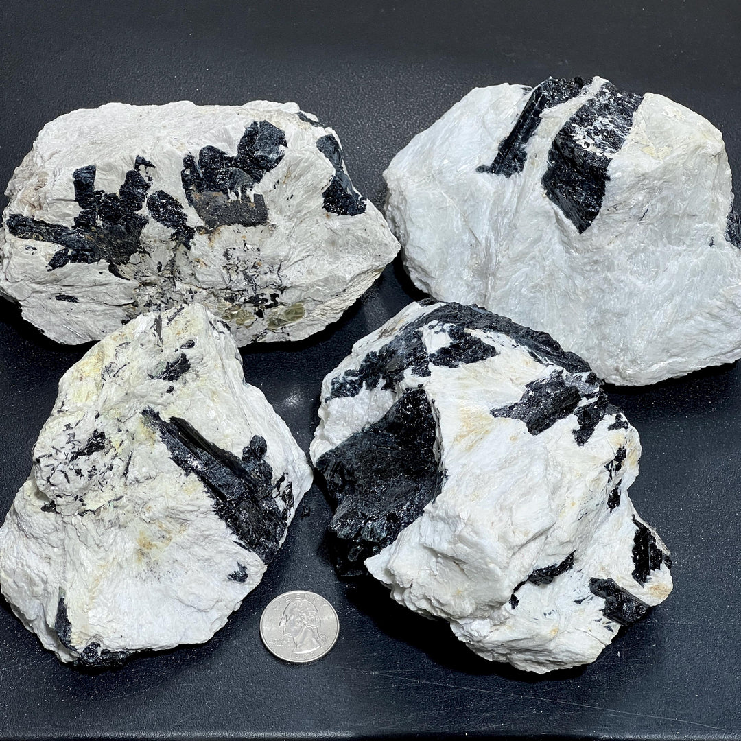Large Black Tourmaline Crystal In White Matrix Rough Raw Stones Boulders (By The Piece Or Pound)