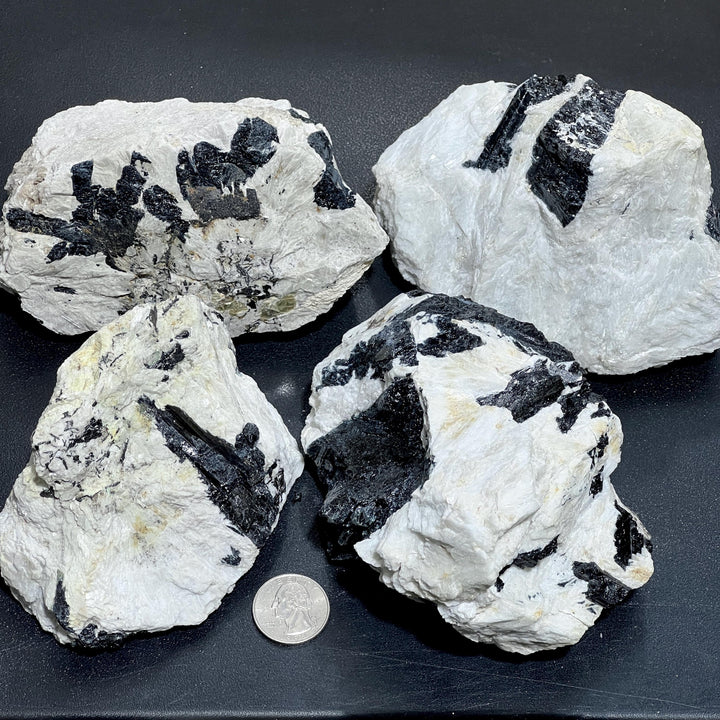 Large Black Tourmaline Crystal In White Matrix Rough Raw Stones Boulders (By The Piece Or Pound)