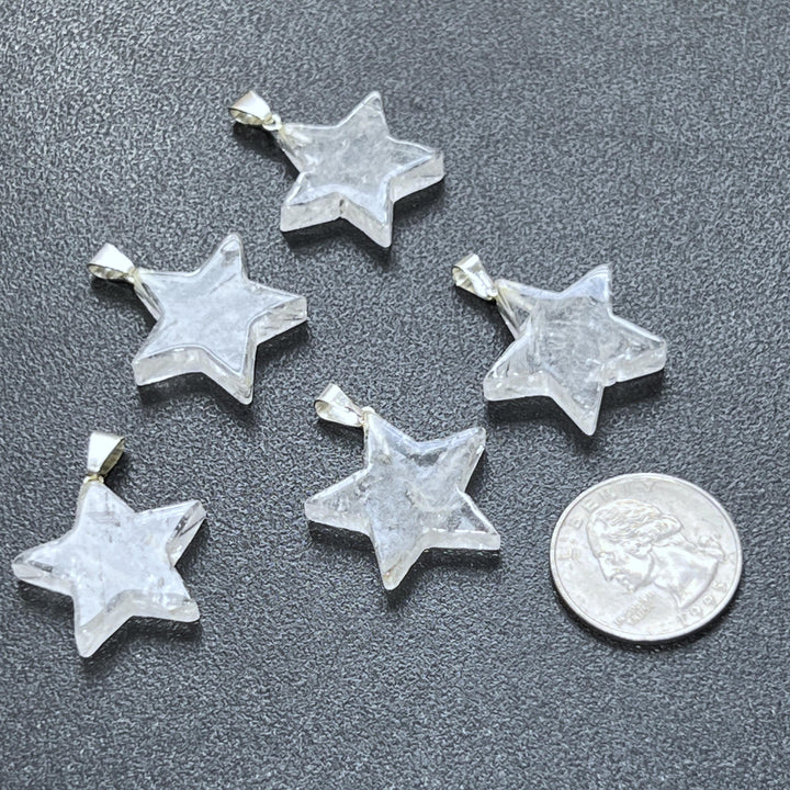 Clear Quartz Crystal Star Pendant (Silver Bail)