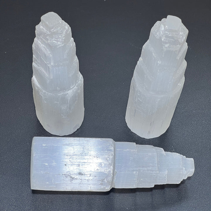 Selenite Crystal Towers ( 3 Pcs ) Large Bulk Wholesale Lot Standing Rough Raw Natural Healing Crystals And Stones Cleansing Charging