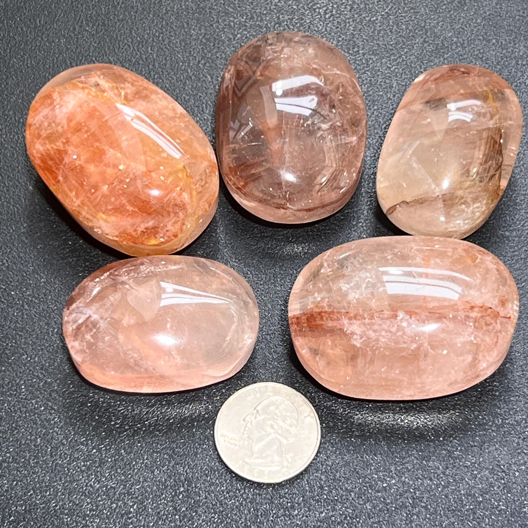 Fire Quartz Crystal Palm Stone Tumbled Carving