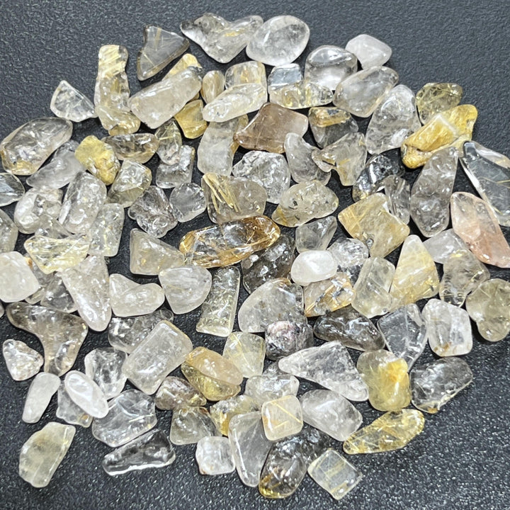 Small Gold Rutilated Quartz Crystal Tumbled Stones (By The Ounce or Pound)