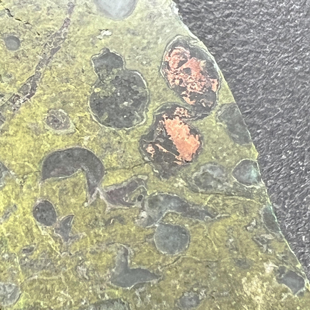 Dioptase Crystal Matrix with Copper Specs Standing Tower Carving